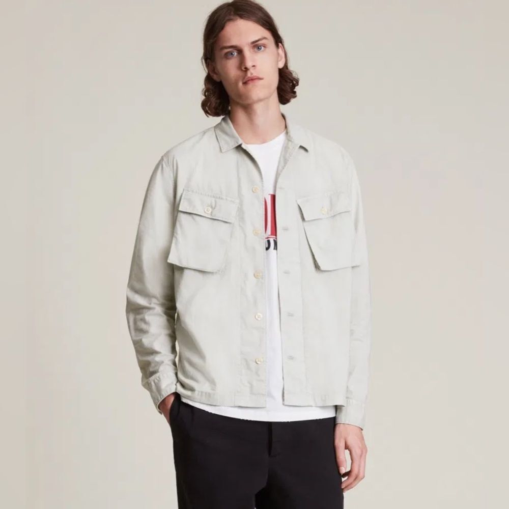 ALLSAINTS Strathmoor Shirt in Olive Men’s Size XS Utility Minimalist Streetwear